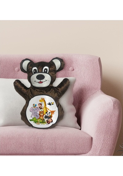 Bk Gift Sevimli Hayvanlar Tasarımlı Kahverengi Ayıcık Yastık-1