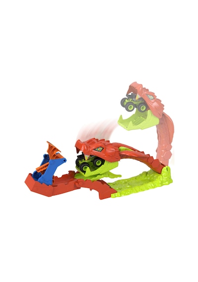 Hot Wheels ® Monster Trucks Snake Bite Güç Darbesi oyun seti ve 1:64 ölçekli Bone Shaker JJN44