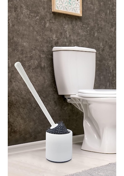Ata Home Silikon Wc Tuvalet Banyo Fırçası Klozet Fırçası Beyaz-gri Oval Genel