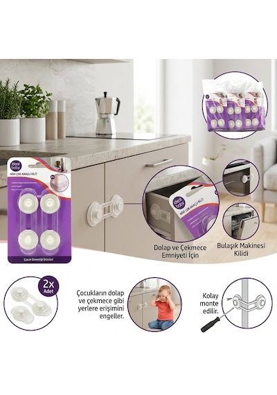 2 Parça Mini Çok Amaçlı Kilit Ç.emniyet 5477 Açık Bej