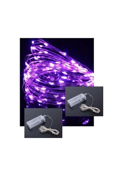 2 Adet - 3 Metre Led Peri Işıkları Yılbaşı Kutlama Dolap İçi Aydınlatma Pil İle Çalışan Işık Şeritleri İç Mekan Ve Dış Mekan Süslemeler Tv Arkası Mor .