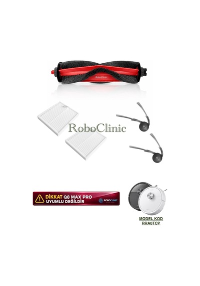 Roborock Q8 / Q8 Plus Rra0tcp Robot Süpürge Uyumlu Yedek Fırça, Filtre 5 Parça