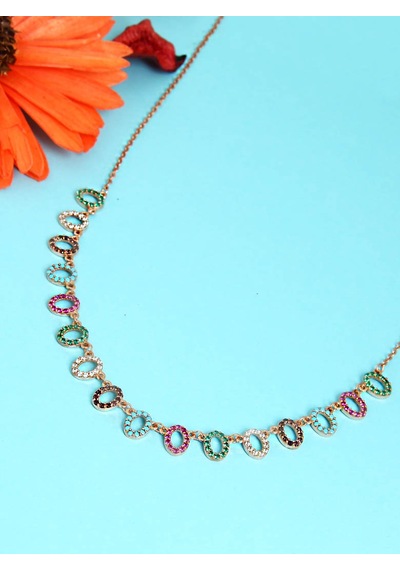Kuyumcudukkani Multicolour Oval Parçalı Kolye-37116-r-m Rose Gold