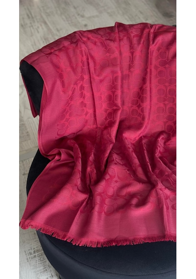 C Desen Yün İpek Şal İnce Kumaş Çift Taraflı Silk Scarfs Bordo