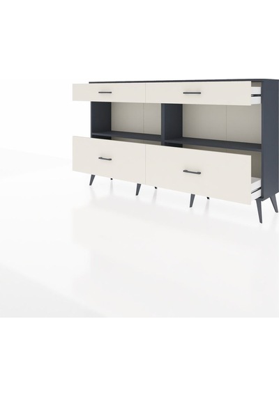 Arges Konsol 2 Raflı 4 Çekmeceli 176x30x99 Antrasit-antrasit/ayt Antrasit-antrasit/aytaşı