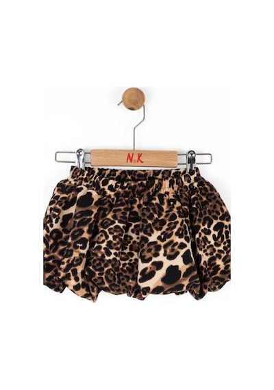 Nk Kids Kız Bebek Bel Lastikli Leopar Desenli Balon Etek-14791 Kahverengi