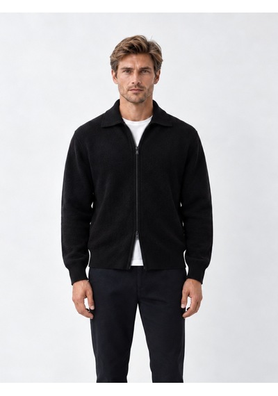 Xint Siyah Regular Fit Polo Yaka Hırka 801716