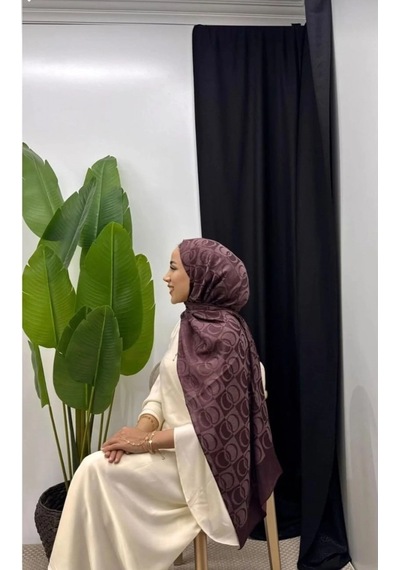 Aminenesil Halka Desen Şal Bordo Renk