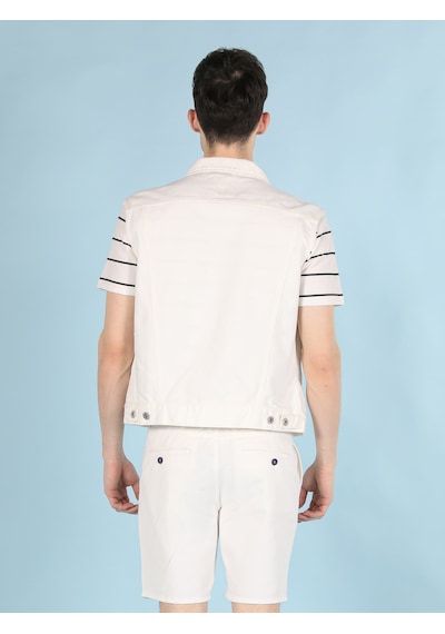Colin'S Slim Fit Dar Kesim Düğme Detaylı Beyaz Jean Erkek Yelek Cl1059516_Q1.V1_Dn42127