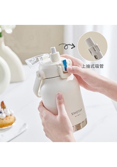 Shotay Çelik Termos Matara Phone Holder 1000ml Siyah