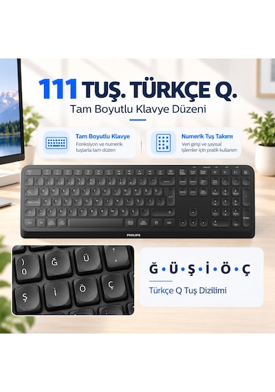 Philips SPK6407 Kablosuz Türkçe Q Klavye