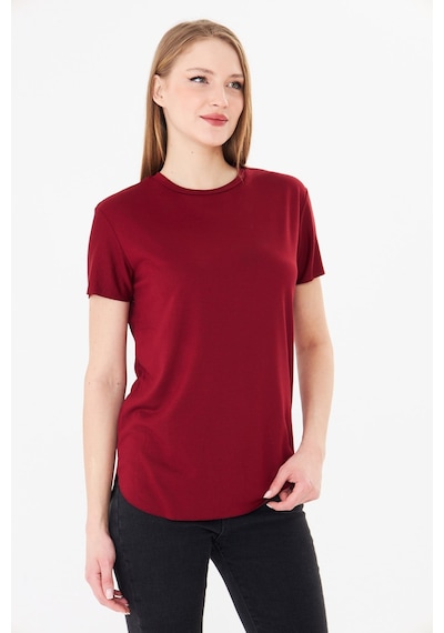 Sortie Collection Etek Ucu Damla Yırtmaçlı Basic Modal Bluz Bordo