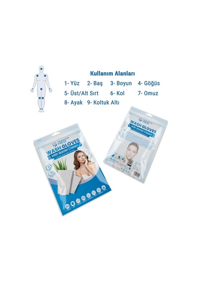 Healthon Med Durulama Gerektirmeyen Bariyer Kremlı Islak Vücut Temizleme Kesesi 1 Paket 10 Adet , Kamp, Seyahat V 10'lu Set