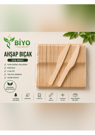 Tek Kullanımlık Ahşap Bıçak 100 Adet