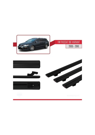 Volkswagen Passat B6 Varıant 2005-2010 Arası İle Uyumlu Basic Model Ara Atkı Tavan Barı Siyah 3 Adet