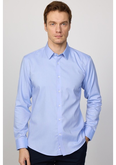 Tudors Slim Fit Non-ıron Ütü Gerektirmez Mavi Erkek Gömlek-30451-mavi Mavi