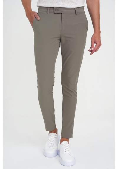 Efor Slim Fit Yan Cepli Düz Esnek Casual Vizon Pantolon P 1144 Vizon