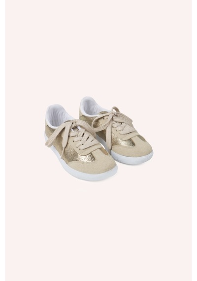 Panço Kız Çocuk Bağcıklı Parlak Gold Sneaker 2422gk10012 Sarı