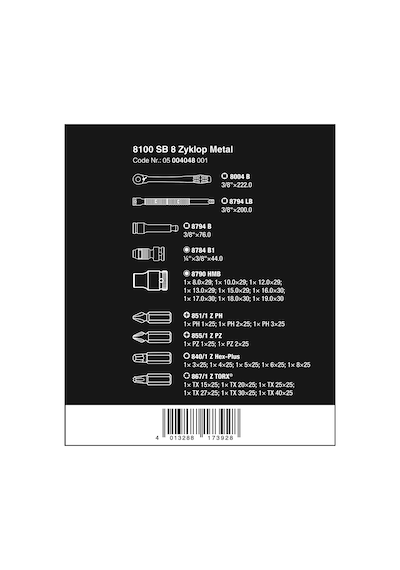 Wera 8100 Sb 8 29 Parça Metal Zyklop Cırcır Lokma Bit Set 3/8"