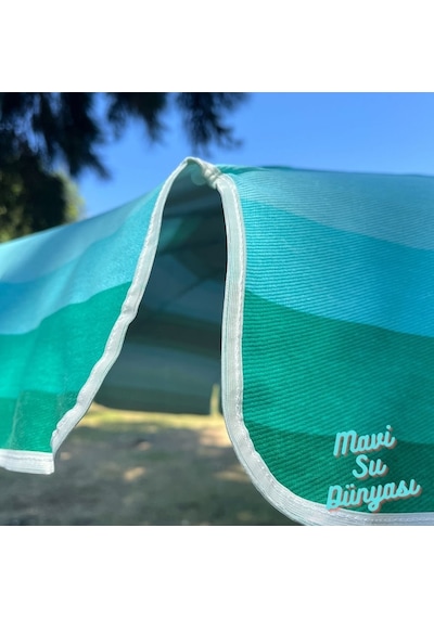 Plaj Deniz Balkon Şemsiyesi Pamuk Kumaşlı Bidon Dahil 2 Metre Yeşil