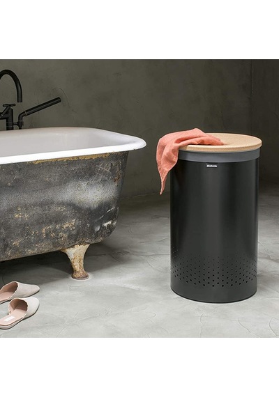 Brabantia Çamaşır Sepeti 60 Lt Siyah Mantar Kapak 120022 Siyah