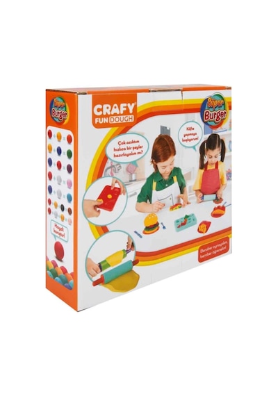 Mey İthalat Crafy Süper Burger Oyun Hamuru Seti 200 Gr. 12 Parça Turuncu