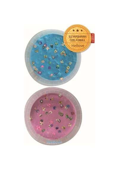 Hellove Slime Ele Yapışmayan Hayvan Figürlü Pembe Mavi Renk 2 Kutu