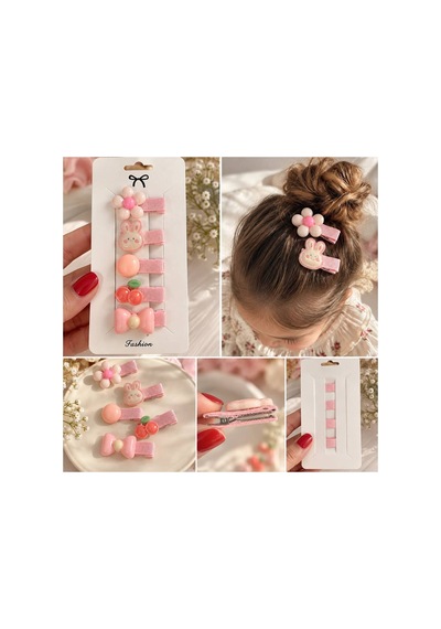 Sevimli Figürlü Çocuk Kurdela Kaplı Pens Toka Seti - Pembe - 923595192 Pembe - 923595192 Pembe