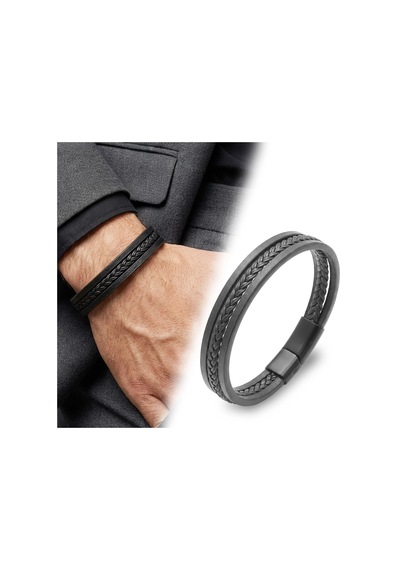 Moncuk Design Sadece Siyah Saç Örgülü Çoklu Bileklik 33513b10d5