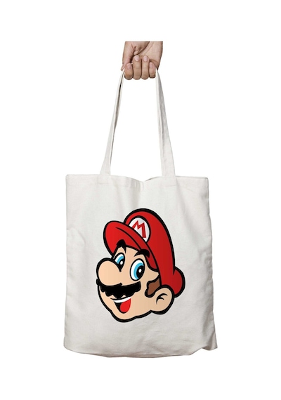 Art Hediye Mario 3 İki Tarafı Kalıcı Baskılı Yıkanabilir Çanta Çok Renkli