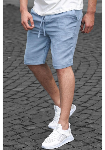 Madmext İndigo Basic Keten Erkek Şort 6506-indigo İndigo
