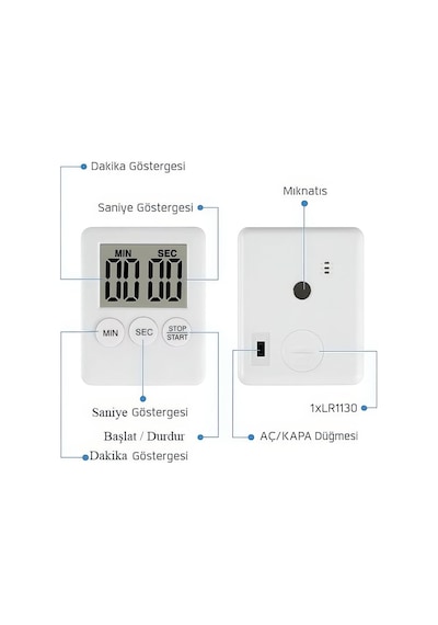 Ayrex Dijital Elektronik Mutfak Zamanlayıcı Geri Ve İleri Sayım Thr239