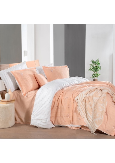 Sarev Gracia Somon King Size Battal Boy %100 Pamuk Mood Comfort Nevresim Takımı Somon