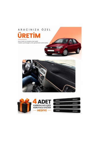 Fıat Albea 1999-2005 Uyumlu Torpido Koruma Örtüsü Oto Kılıfı - Siyah Bej