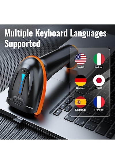 Tera Barkod Tarayıcı 1d 2d Qr Kablosuz 2.4gh+kablolu Usb 2.0 Kablolu El Tarayıcı Barkod Okuyucu 5 Mil Çözünürlü