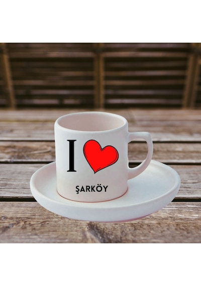 I Love Memeleket Türk Kahve Fincanı Ve Altı 343611 Beyaz
