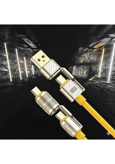 240 W Hizli Şarj Kablosu Kalitede Örgülü Kırılmaz Dayanıklı 480mbps Type-c 4 İn 1 Şarj Kablosu Standart