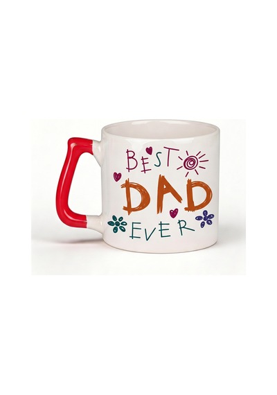 Babaya Özel Best Dad Ever Yazılı Kupa Bardak - Komik Tasarım Baskılı Seramik Hediye Kupa Bardak Çok Renkli
