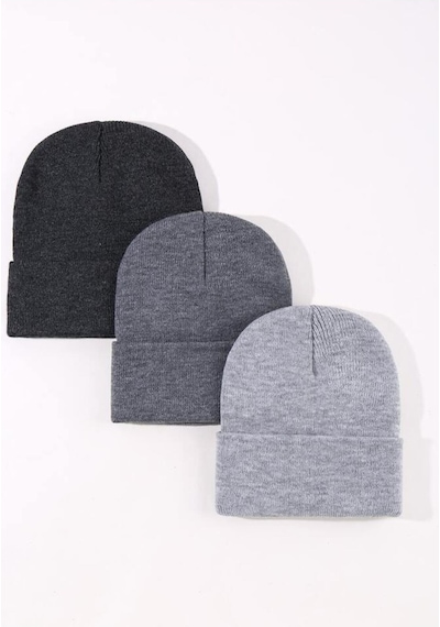 Eke Tekstil Unisex Katlamalı 3'lü Bere Seti Antrasit - Açık Gri - Gri