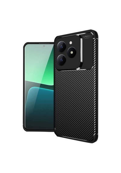 Coverzone Realme C61 İle Uyumlu Silikon Kılıf Kamera Korumalı Karbon Tpu Brimstone Ultra Slim Fit Delux Siyah