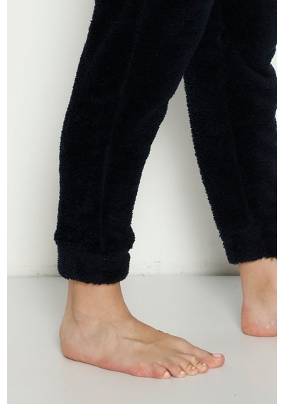 Cepli Lüx Pofuduk Polar Kışlık Pijama Altı Pofcepli Lacivert
