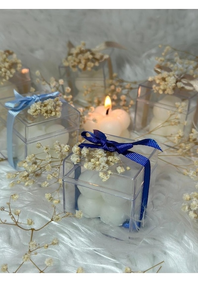 Bernami Mumluk Şamdanpinterest Nişan & Söz Kutulu Bubble Mummavi Kurdele - 10 Adet Diğer