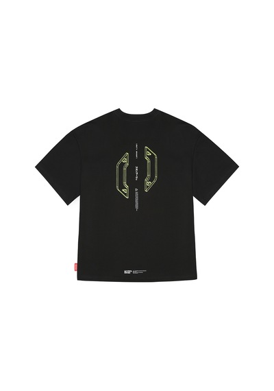Skinarma Cypher Kısa Kollu Oversize Unisex Bisiklet Yaka Tişört Siyah Medium