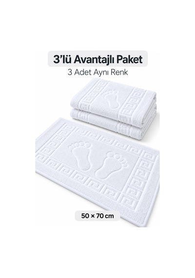 3'lü Banyo Ayak Havlusu 50x70 Cm 250 Gr Footera Beyaz