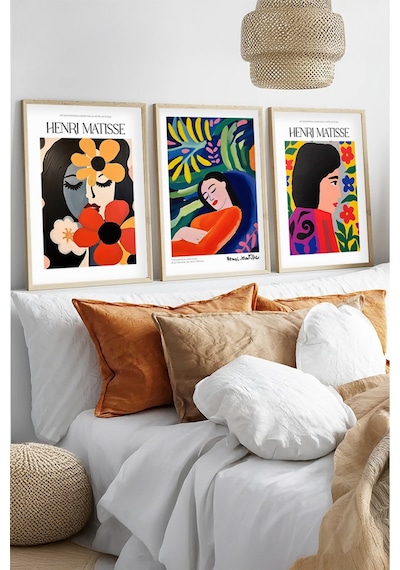 Huhuli Ahşap Çerçeveli Henri Matisse Tablo Seti Huhu541