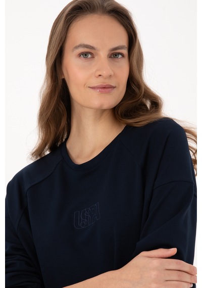 U.S. Polo Assn. Kadın Lacivert Uzun Bisiklet Yaka Sweatshirt 50315623-VR033