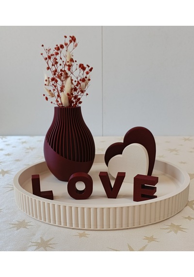 Tepsi Vazo Love Set Bordo 14