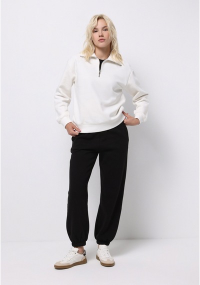 Colins Regular Fit Orta Bel Düz Kadın Siyah Eşofman Altı Cl1076237 Q1.v2 Blk Siyah