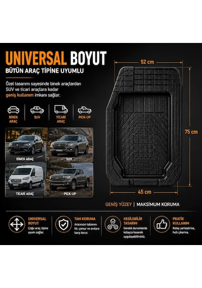 Wöbermann Fiat Linea Uyumlu 4d Premium Oto Paspas Takımı Kesilebilir Universal Yapı