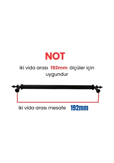 50 Adet Zirve Siyah Metal Mobilya Kulpu 192mm Siyah